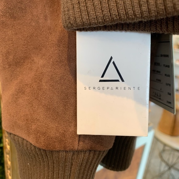 Serge Pariente Tobacco Suede Leather Bomber Style Jacket MENS/Unisex - Picture 6 of 8